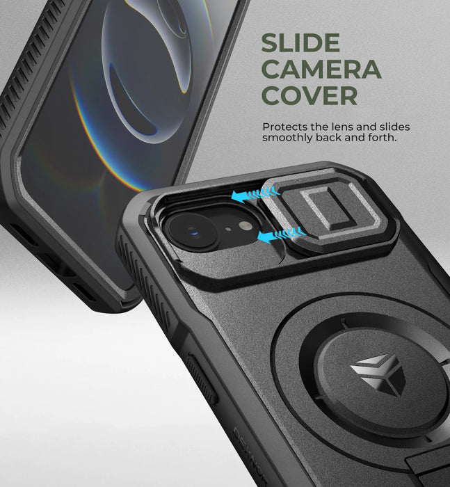 For Iphone 16E Shockproof Bumper Slim Protective Magsafe Case With Slide Camera Case And Adjustable Kickstand