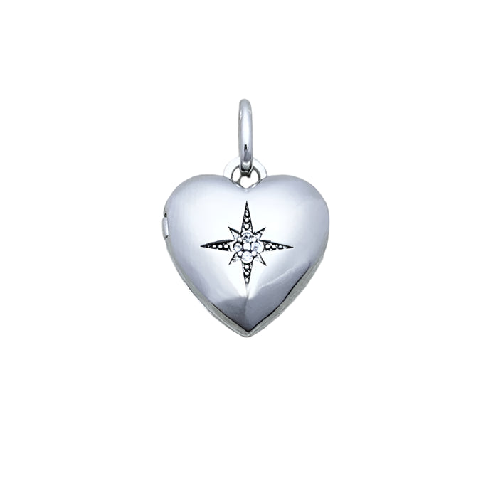 925 Sterling Silver Romantic Heart Locket With Star Pendant Fine Jewelry Gift For Women