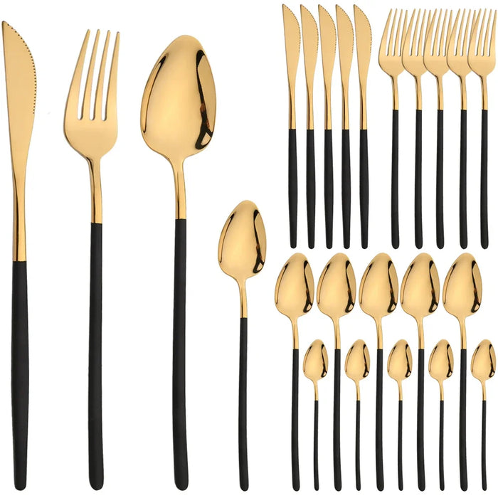24 Piece Stainless Steel Cutlery Set For Kitchen Dining