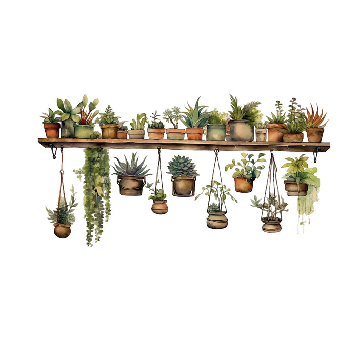 Flower Shelf Wall Stickers For Home Decor And Kids Room Decoration