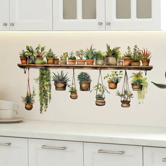 Flower Shelf Wall Stickers For Home Decor And Kids Room Decoration