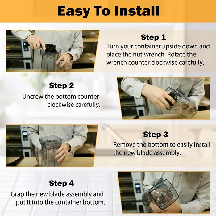 Blender Wet Blade Stainless Steel Blade Accessories Compatible With Vitamix 5200 Series Blender Mixer 64Oz And 32Oz Containers