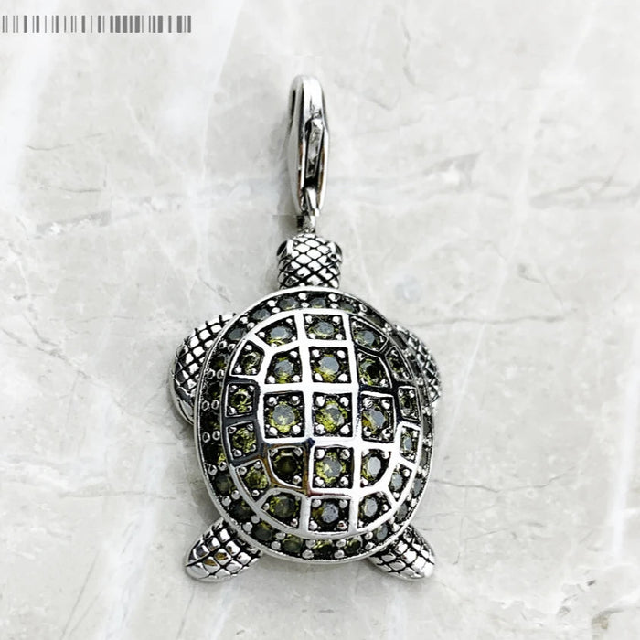 925 Sterling Silver Green Turtle Pendant Fashion Jewelry Gift For Women & Men