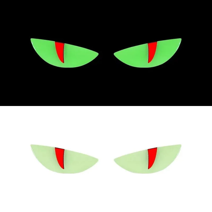 2Pcs 3D Luminous Motorcycle Headlight Stickers Devil'S Eye Cat Eye Night Decor Universal Fit