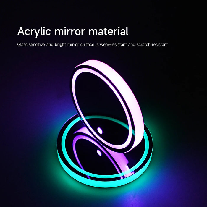 2Pcs Car Cup Holder Light Rgb Colours Bottle Atmosphere Mats