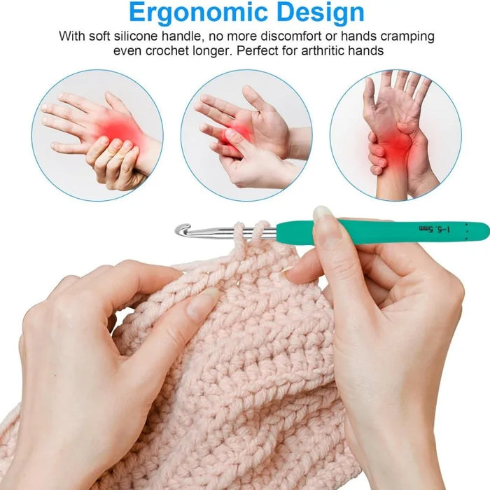 Colorful Crochet Kit For Beginners With Ergonomic Handles