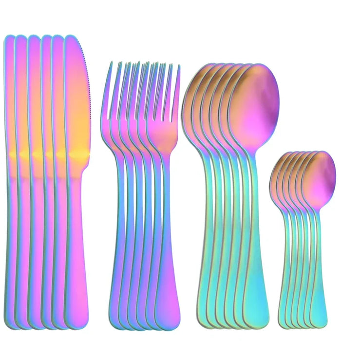 24 Piece Rainbow Stainless Steel Cutlery Set