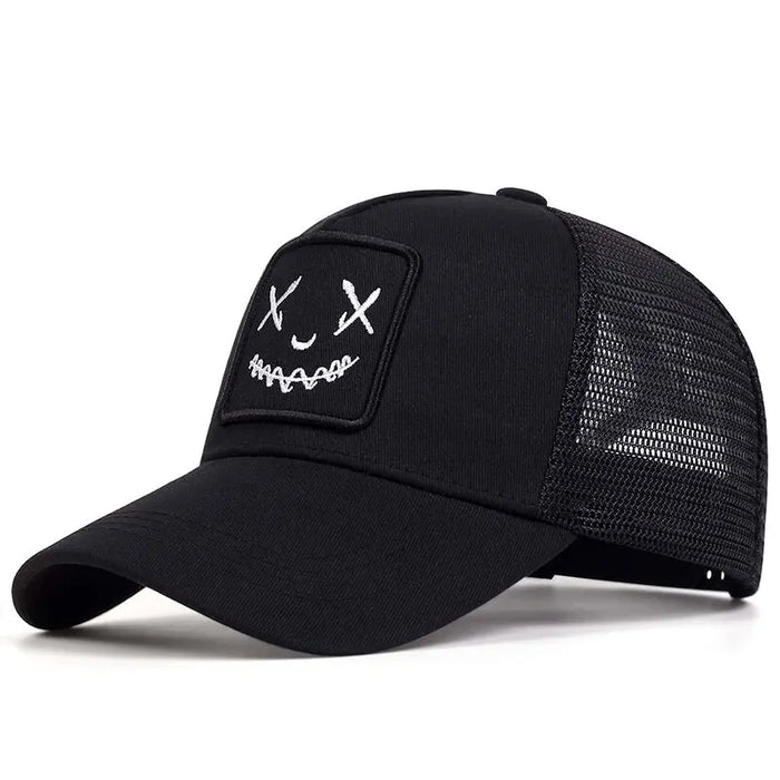 Ghost Face Embroidered Baseball Cap Adjustable Sun Hat For Spring / Summer
