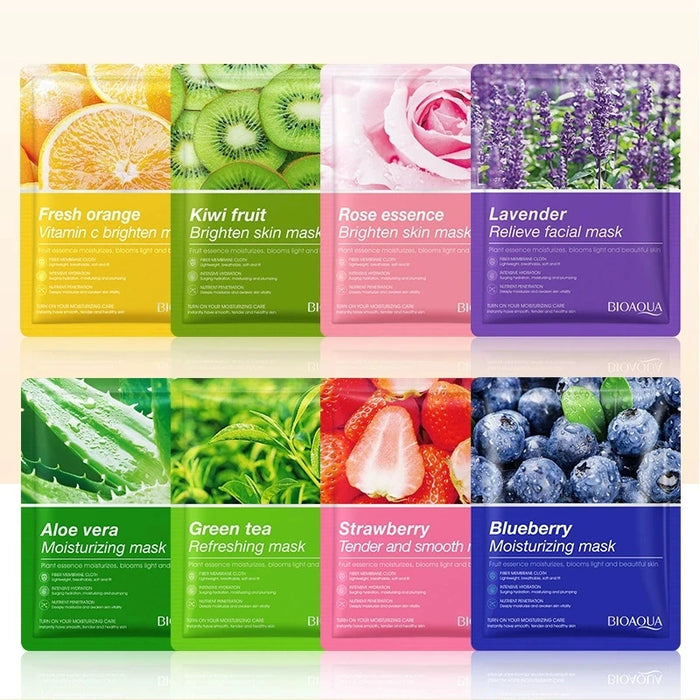 8 Piece Fruit Face Mask Set For Hydrating & Anti Aging Skin