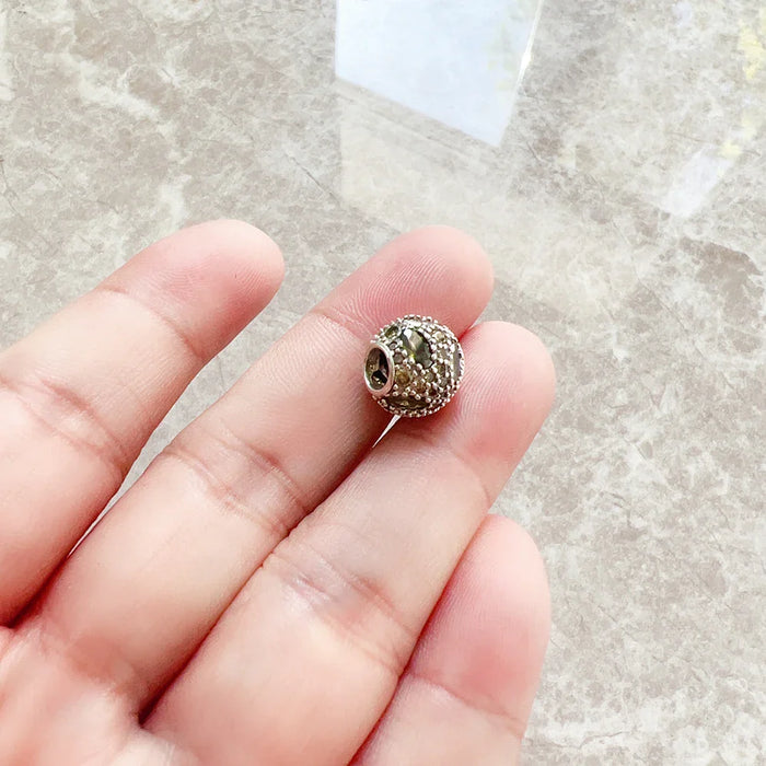 925 Sterling Silver Green Planet Bead Charm For Women