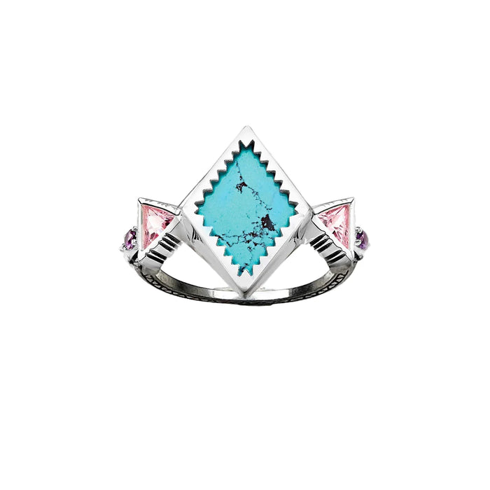 925 Sterling Silver Mother Of Pearl Abalone Zig Zag Ring