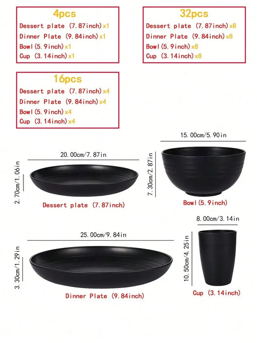4 / 16 / 20 / 24 / 32 Piece Reusable Plastic Tableware Set For Home Camping Picnics