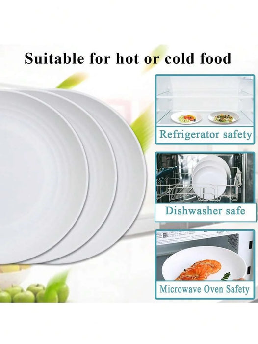 4 / 8 / 12 Piece Reusable Dessert Plates Dishwasher & Microwave Safe Ideal For Home Parties Picnics & Camping