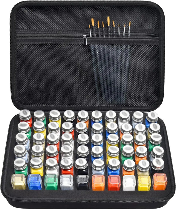 Testors Paint Set Storage Case 60 Bottle Capacity 9 Brushes