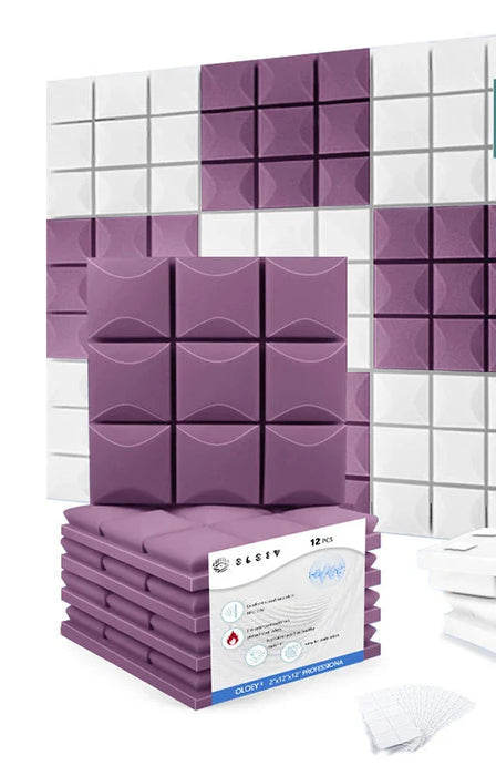 12 Pieces Acoustic Foam Panels For Studio Sound Insulation Noise Reduction Wedge Tiles