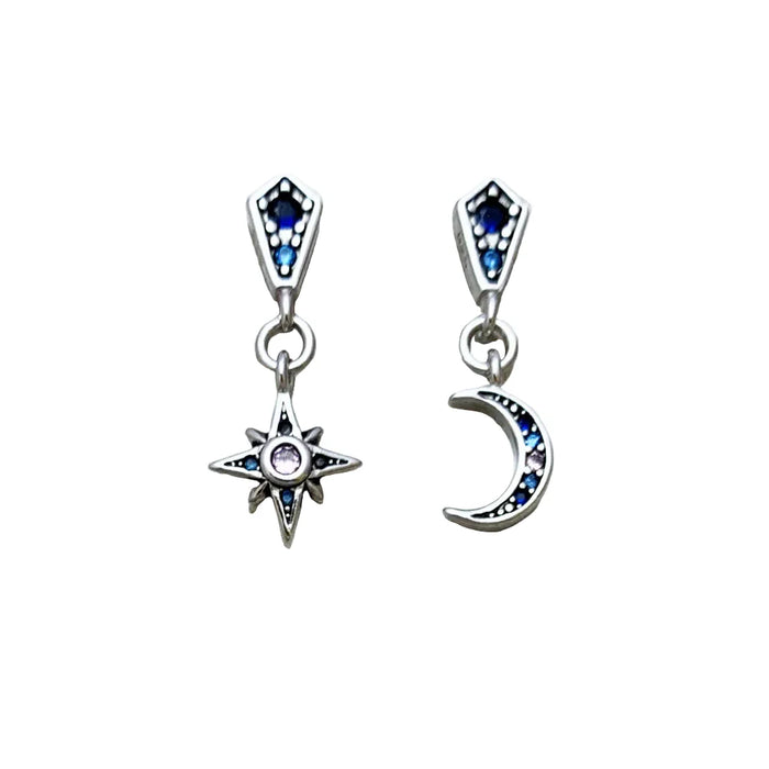925 Sterling Silver Star & Moon Earrings Romantic Gift For Women