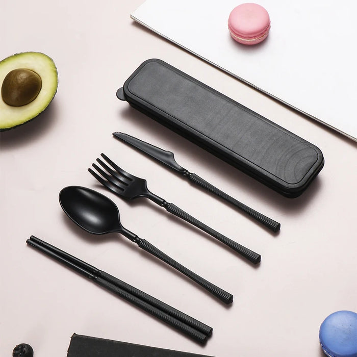 1 / 2 / 4 Piece Reusable Pp Tableware Set For Home & Travel