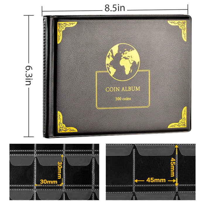 Coin Collection Book For 300 Pockets Storage Box For 20/25/27 Coins Organizer Case For Collectors