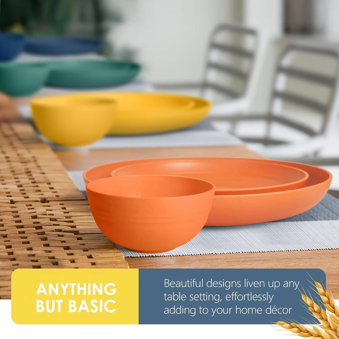 32 Piece Plastic Dinnerware Set For 8 Person Plates Bowls Cups