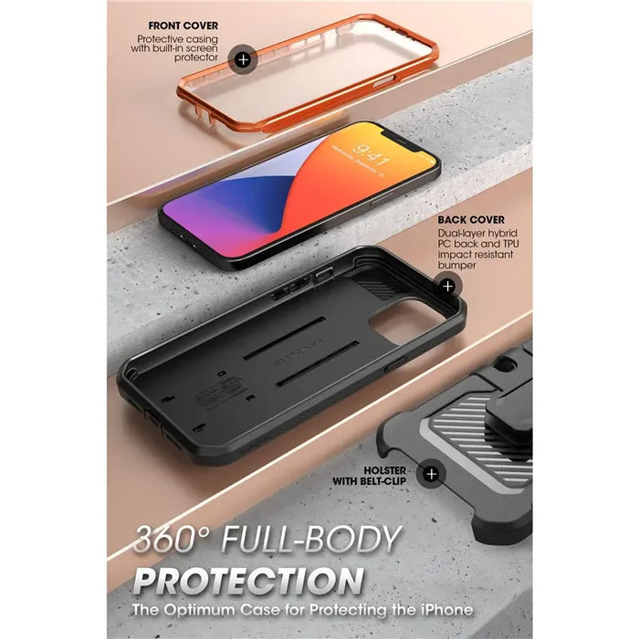 For Iphone 12 Mini 5.4 Inch Ub Pro Rugged Holster Case With Built-In Screen Protector & Kickstand