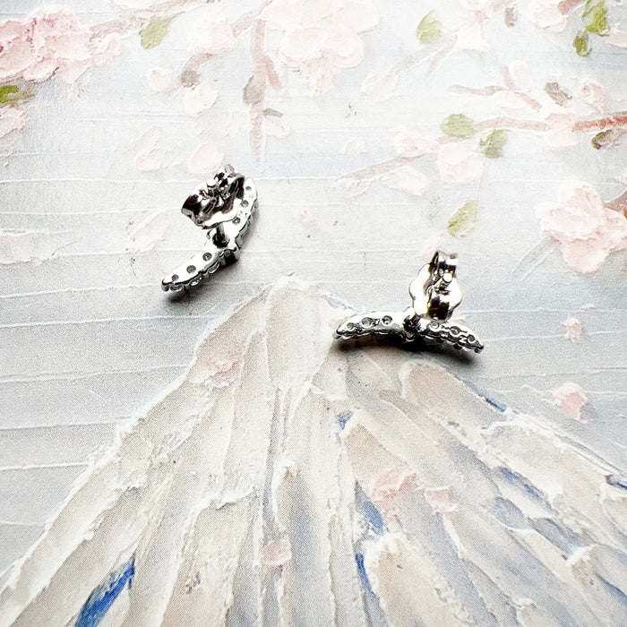 925 Sterling Silver Vintage Pink Stone Stud Earrings