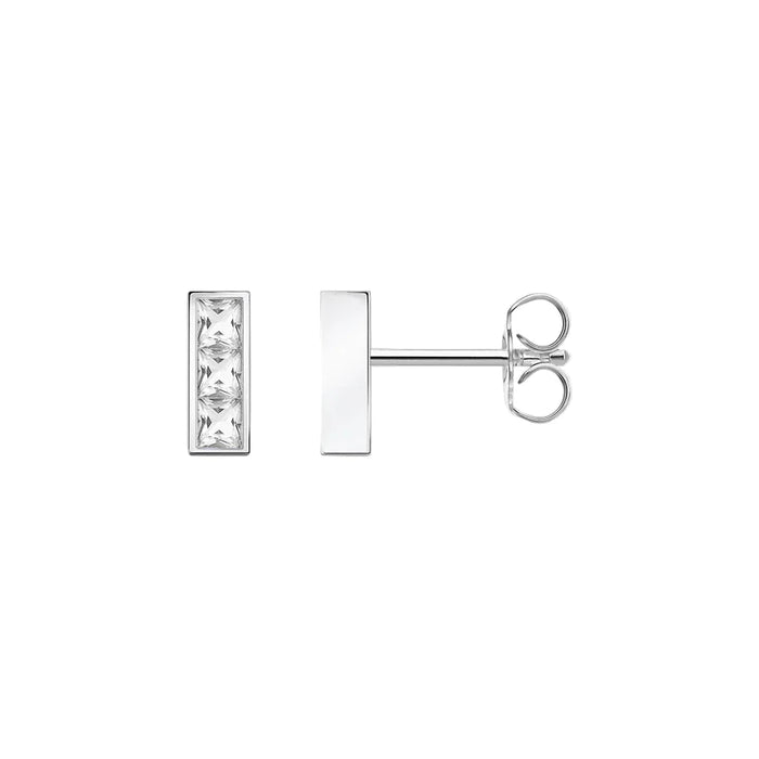 925 Sterling Silver Geometric White Zircon Studs