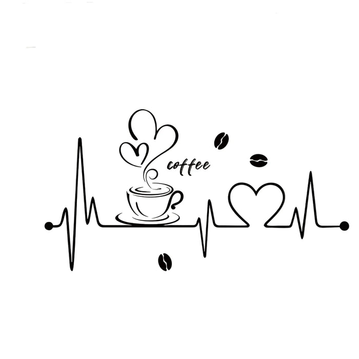 Kitchen Coffee Wall Stickers Heartbeat Design