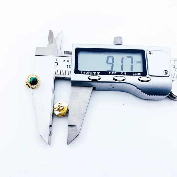 925 Sterling Silver Vintage Green Stone Gold Stud Earrings