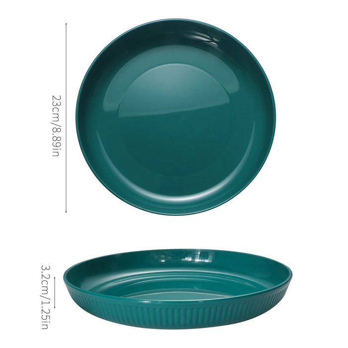 2 / 4 / 6 Piece Reusable Dark Green Striped Plastic Plates