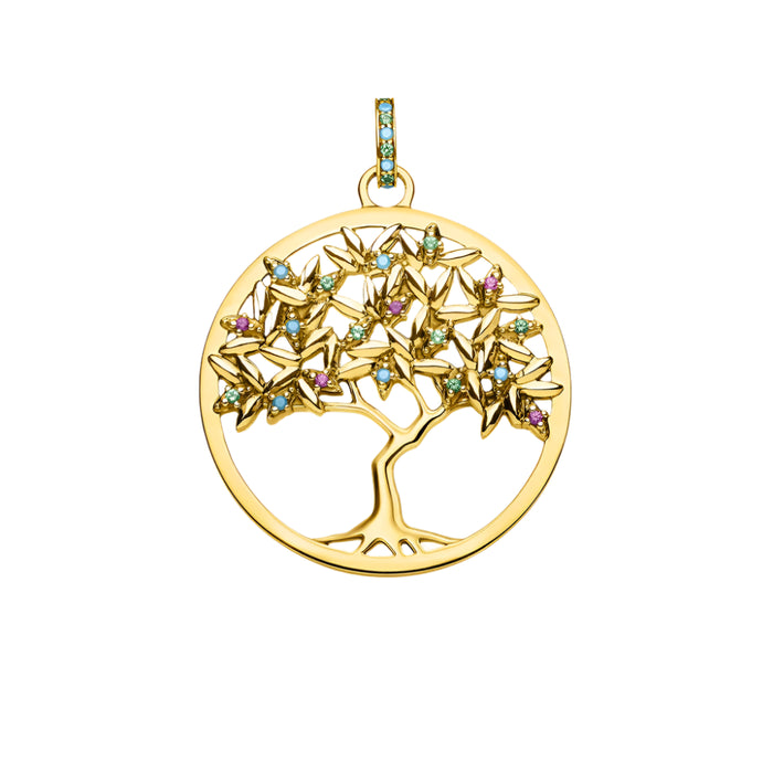 925 Sterling Silver Colourful Golden Tree Pendant Fine Jewelry For Women