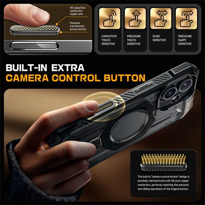 For Iphone 16 Plus Ub Grip Heavy Duty Rugged Magnetic Phone Case With With Camera Control Capture Button & Stand