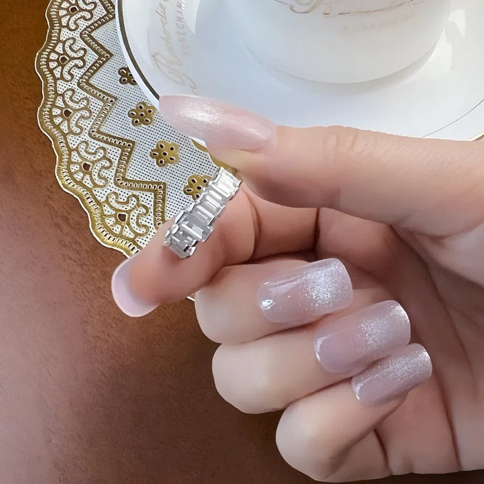 925 Sterling Silver Baguette Cut White Stone Ring European Style Fine Jewelry For Women