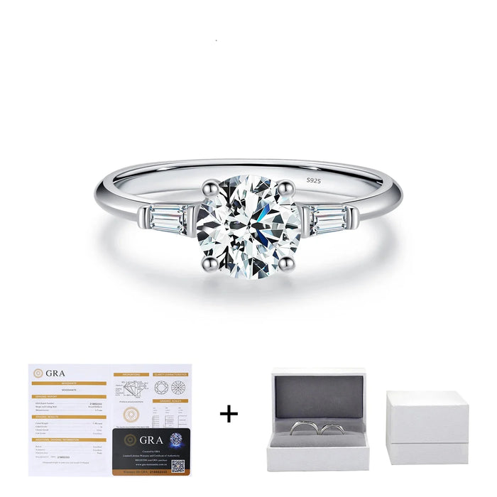 925 Sterling Silver 1.0Ct Round Moissanite D Colour Wedding Ring