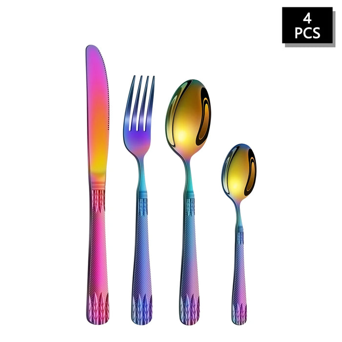 4 / 6 / 16 / 24 Piece Colourful Stainless Steel Cutlery Set For Family Hotel Party