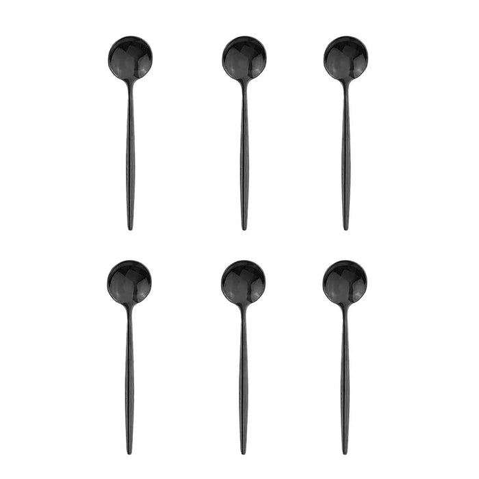 6 Piece Stainless Steel Mini Stirring Spoons For Coffee Tea Sauce Salt Sugar Black / Gold