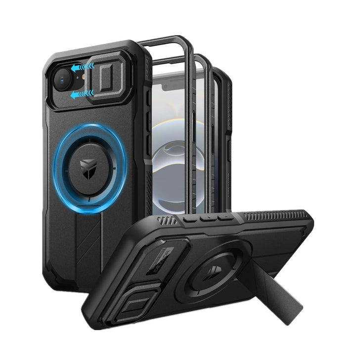 For Iphone 16E Shockproof Bumper Slim Protective Magsafe Case With Slide Camera Case And Adjustable Kickstand