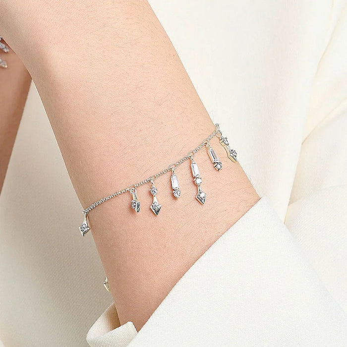 925 Sterling Silver Sun Rays Link Bracelet For Women Romantic Gift