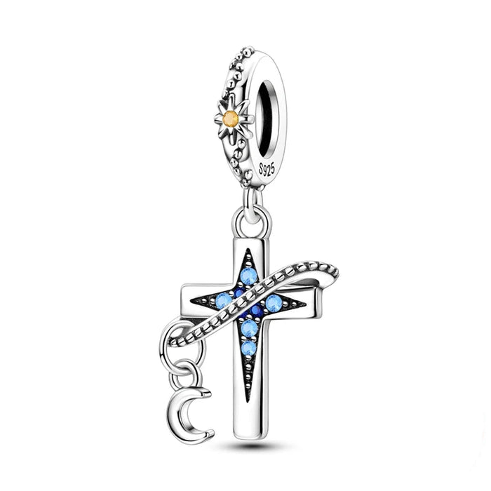 925 Sterling Silver Cross Pendant Charm Fits Bracelets & Necklaces Diy Gift