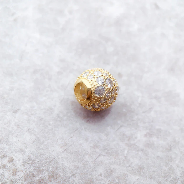 925 Sterling Silver Crushed Pave Golden Beads Diy Jewelry Accessory