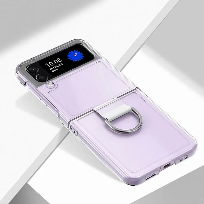For Samsung Galaxy Z Flip 6 / 5 / 4 Slim Thin Folding Shockproof Transparent Protective Finger Ring Phone Case