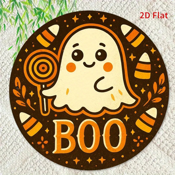Retro Round Iron Sign Cute Ghosts & Candies For Bedroom Dining Or Living Room