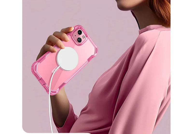 For Iphone 15 Plus 6.7 Inch 2023 Aresmag Shockproof Rugged Magsafe Case With Built-In Screen Protector