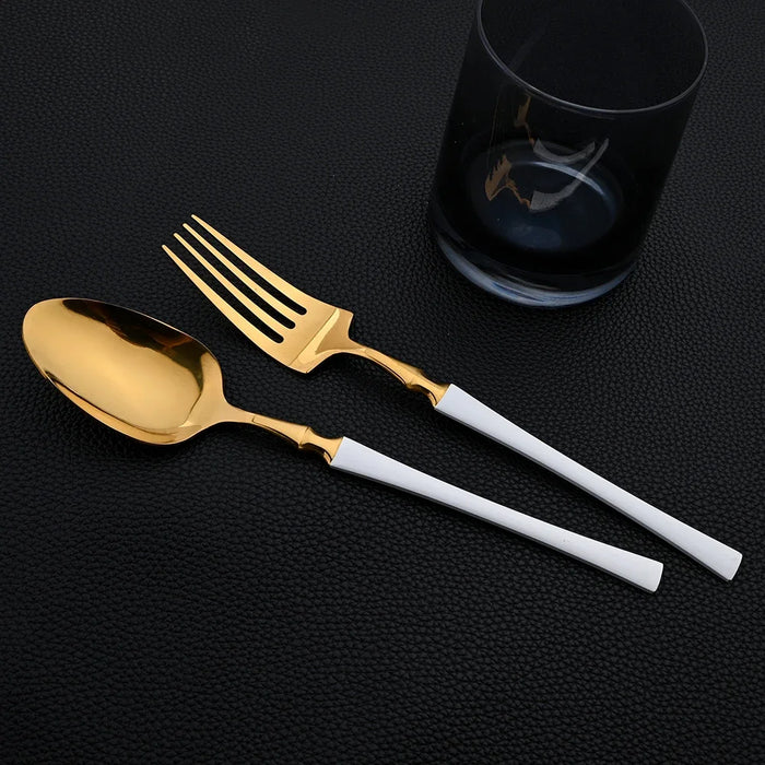 16 Piece Gold Stainless Steel Cutlery Set For Western Dining