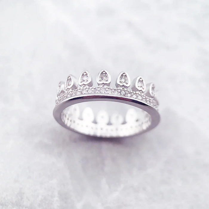 925 Sterling Silver Queen Crown Ring Romantic Gift For Women