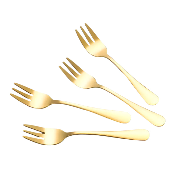4 Piece Stainless Steel Dessert Fork Set For Fruit Mooncake Cake Snacks Tea Salad Ideal For Restaurants Parties