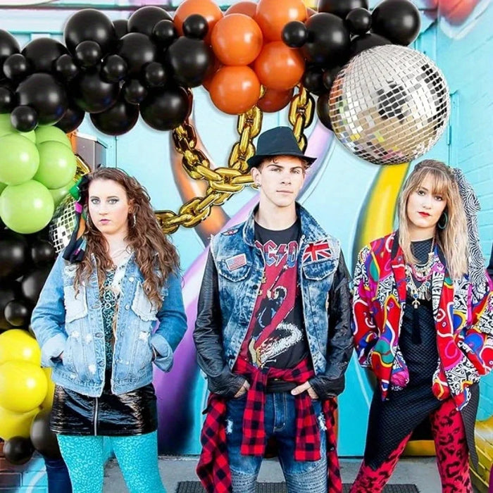 140 Pcs Black Orange Balloon Arch Kit With Disco Aluminum Film Balloon For Birthday Parties Weddings Graduation Ceremony Etc