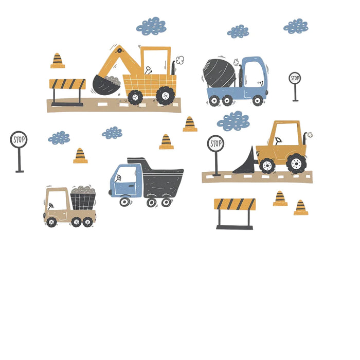 Adorable Construction Truck Wall Stickers For Kids Room
