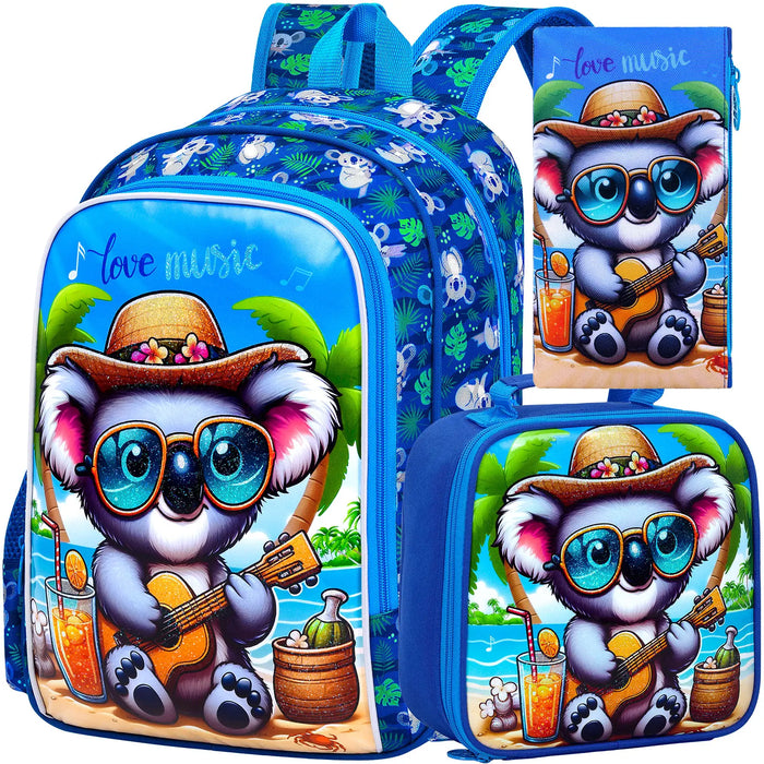 3 Piece Boys 16 Inch Backpack Set With Lunch Box Football Theme