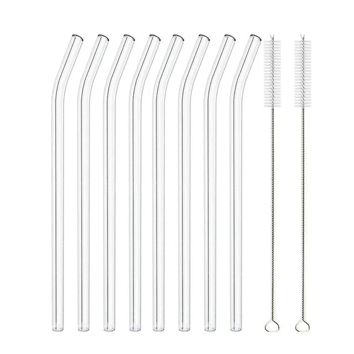 8 Piece Glass Straws Set For Drinks & Cocktails