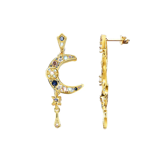 925 Sterling Silver Bohemian Moon Earrings For Women